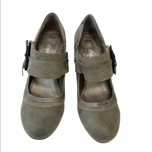 Avec Les Filles Mary Jane Heels w/Flower Green 7.5 - Picture 4 of 14